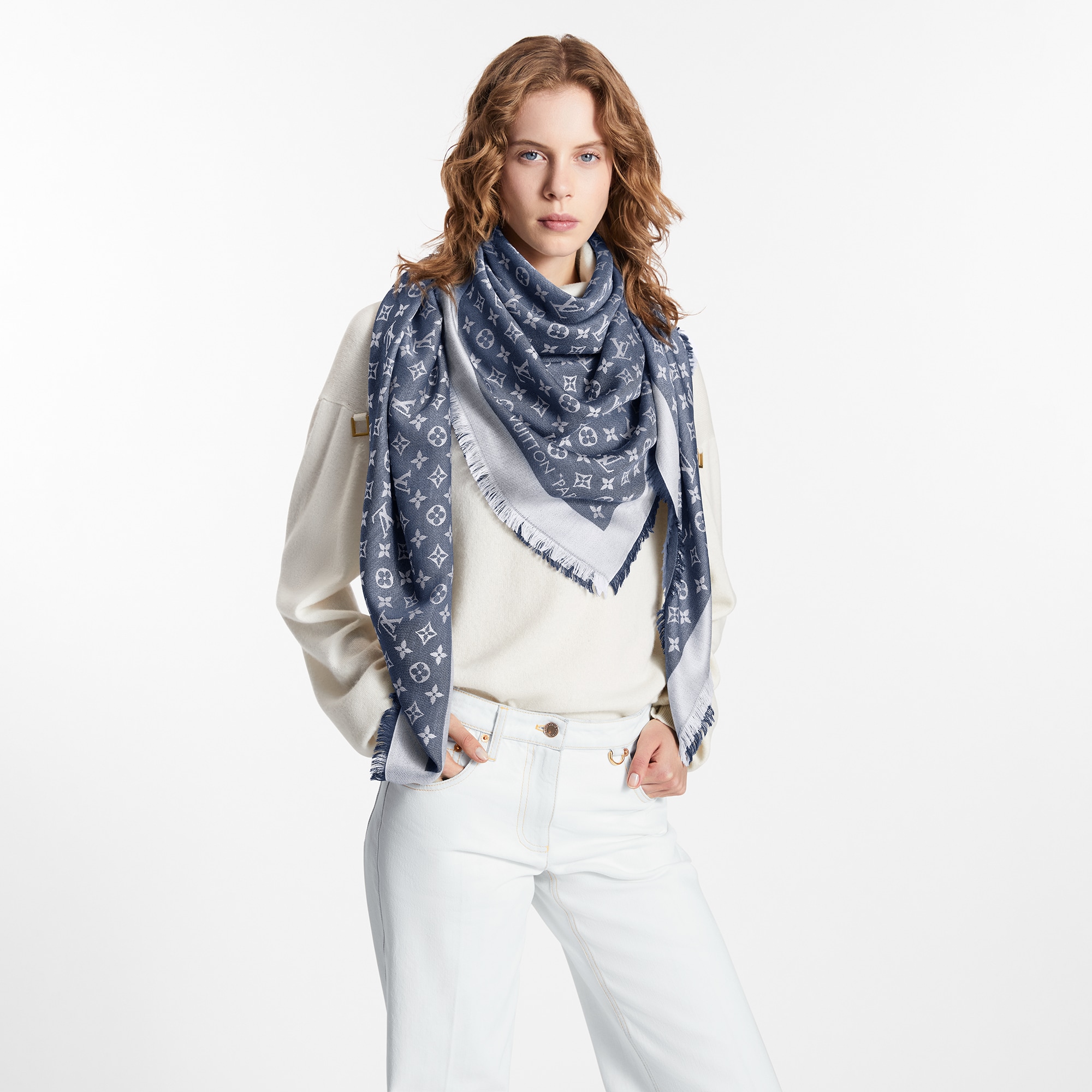 Châle Denim Monogram S00 - Femme - Accessoires | LOUIS VUITTON ®